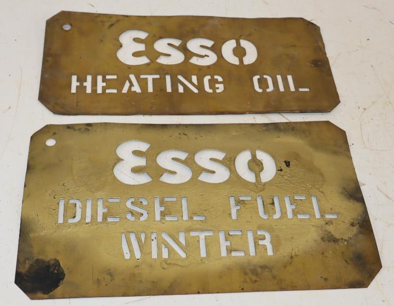 Group of 2 Esso Brass Heating Oil & Diesel Fuel Winter Stencils (1 of 4)