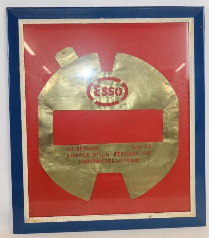 Brass Esso Framed Oil Barrel Stencil (1 of 4)