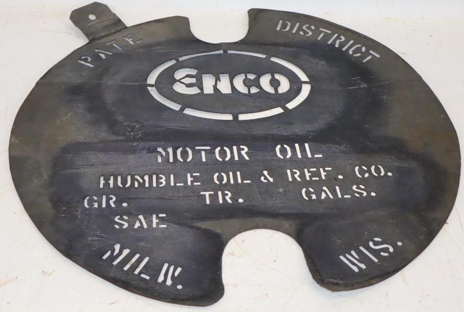 Pate District Enco Motor Oil Brass Barrel Stencil (1 of 4)
