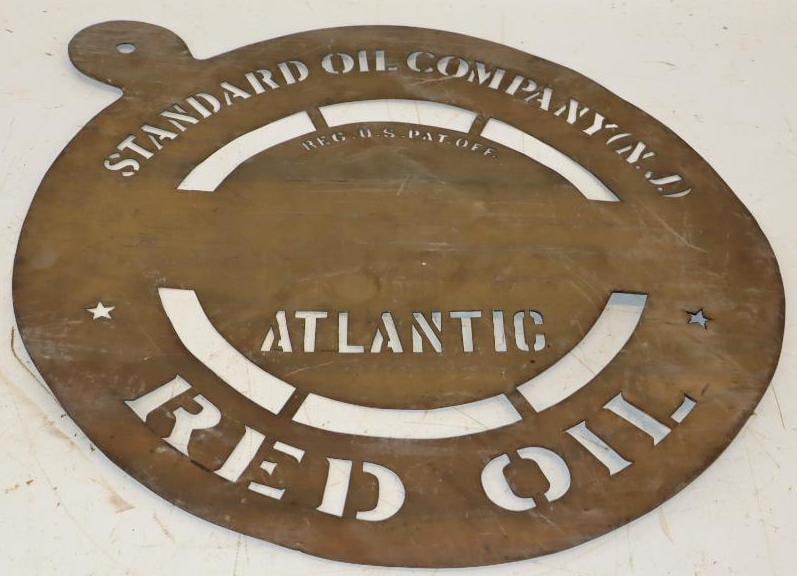 Standard Oil of New Jersey Atlantic Red Oil Brass Barrel Stencil (1 of 4)