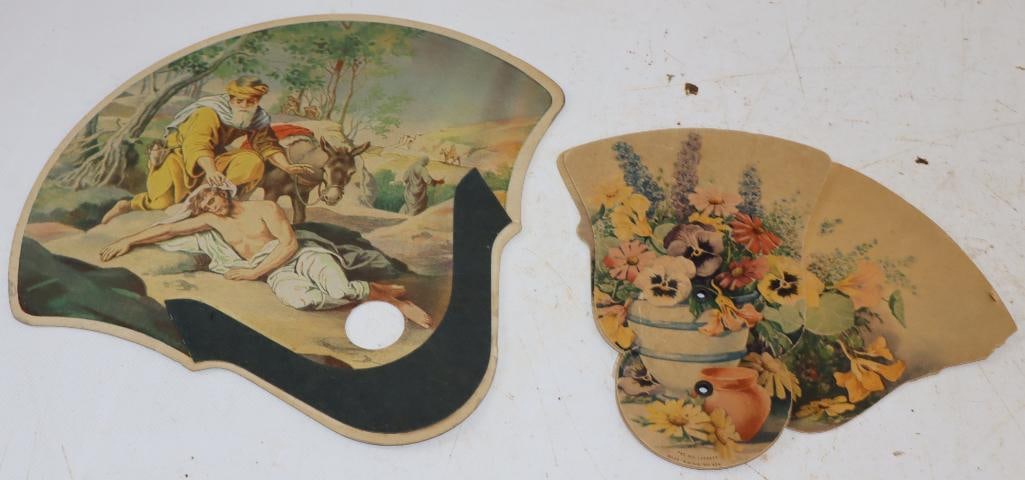 Group of 2 Esso Gas Station Advertising Hand Fans: Largest is 10.5" x 10"