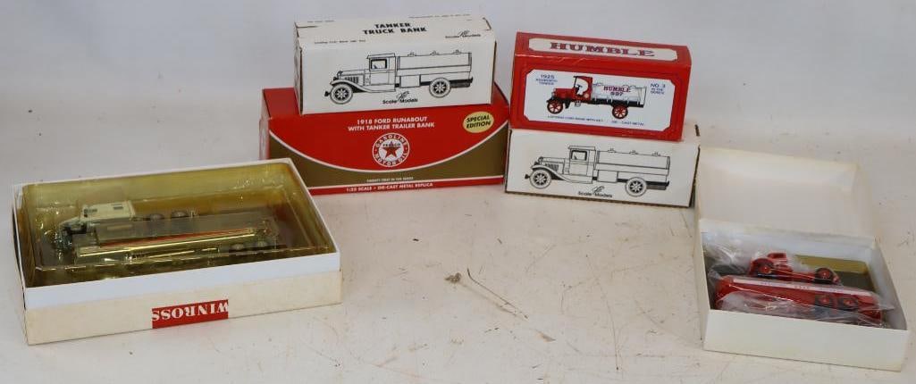 Group of 6 Humble, Texaco Advertising Toy Trucks in Original Boxes: Largest is 8.25" x 11" x 2"