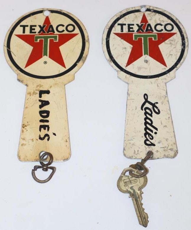 Group of 2 Aluminum Texaco Ladies Restroom Keyholders: 3.5" x 5.5" each