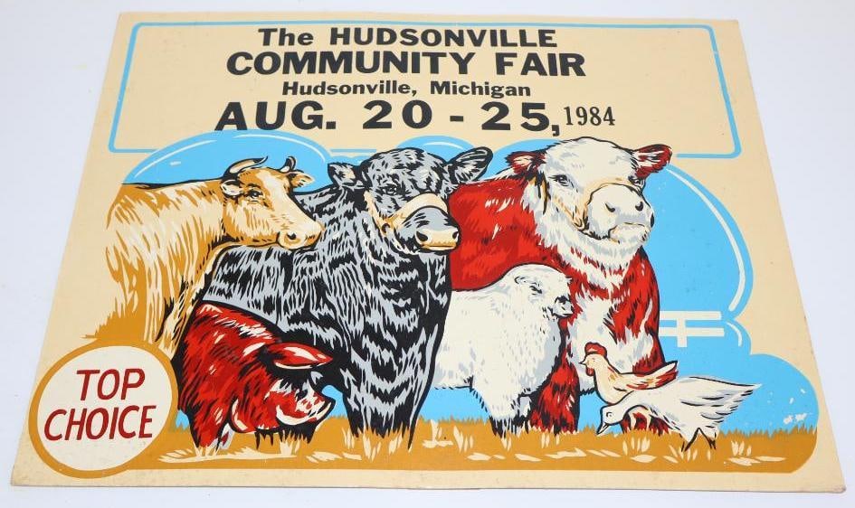 1984 Hudsonville MI Community Fair Sign: 14" x 11", made of cardstock