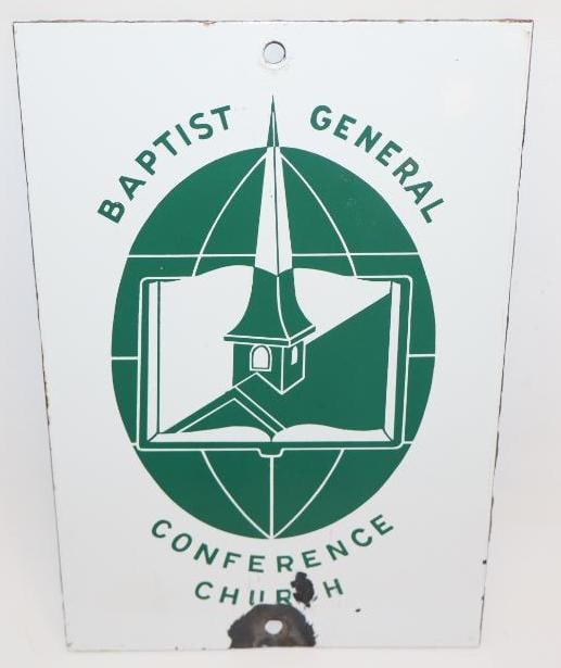 Porcelain Baptist General Conference Church Sign: 12" x 8"