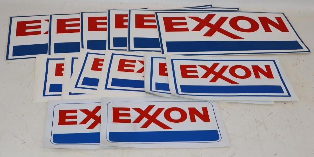 Group of 16 Exxon Gas Pump Decals: Largest is 15" x 8"