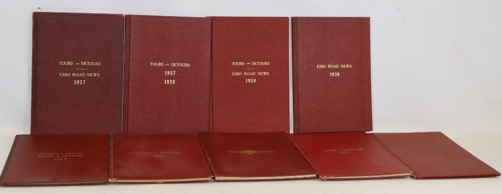 Group of 9 - 1932-1939 Esso Tours & Detours Travel Books: 11.5" x 15" each
