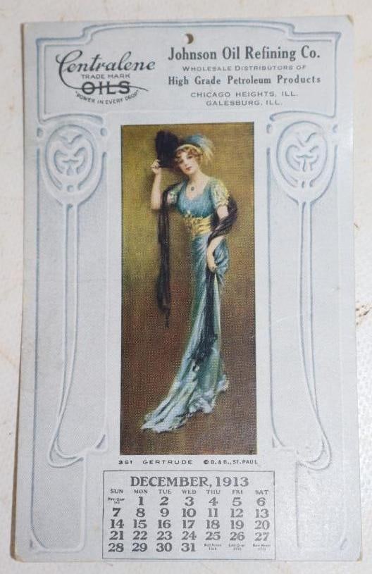 Johnson Oil Refining December 1913 Advertising Postcard: 5.25" x 3.25"