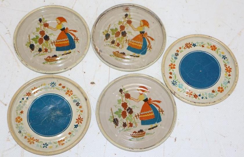 Group of 5 Johnson Brilliant Bronze Advertising Metal Coasters: 3" x 3" each