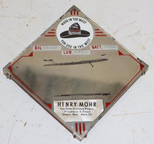 Litening Gasoline Oil Change Reminder Clip On Mirror: 5.5" x 5.5"