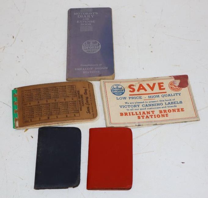 Group of 5 Johnson Brilliant Bronze Advertising Notepads & Expense Book & Canning Label Booklet: Largest is 5.25" x 2.75"