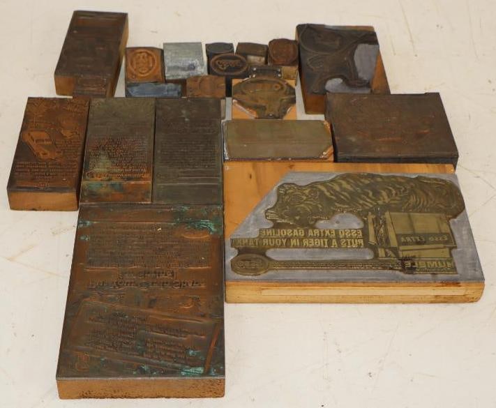 Group of 20 Esso Stamps with Wood Backs: Largest is 5" x 7"