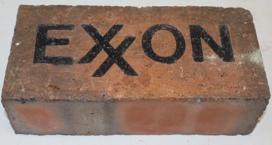 Engraved Exxon Advertising Brick: 7.5" x 3.5" x 2.25"
