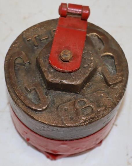 Embossed Gilbert & Barker Brass Fuel Cap (1 of 4)