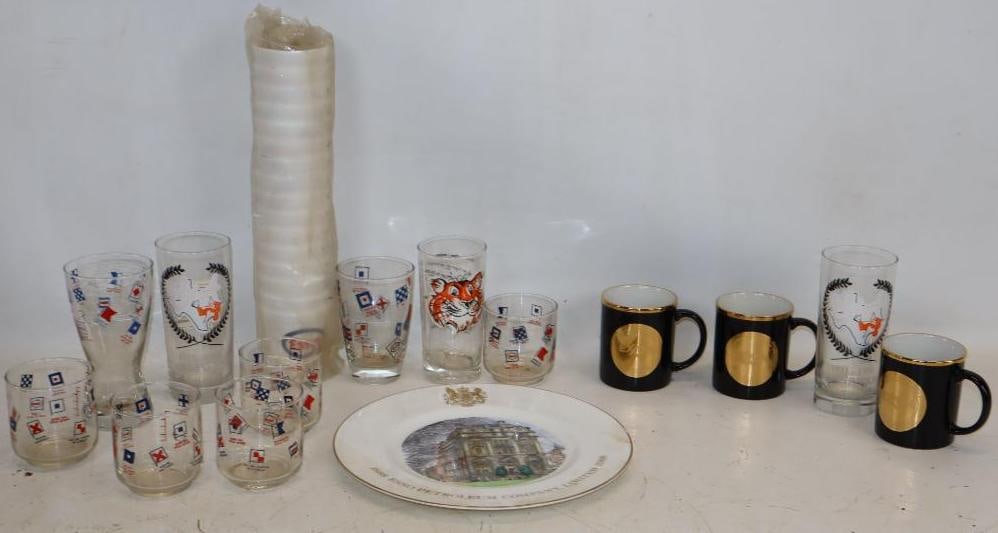 Large Group of Esso Drinking Glasses, Styrofoam Cups, & Commemorative Plate (1 of 9)
