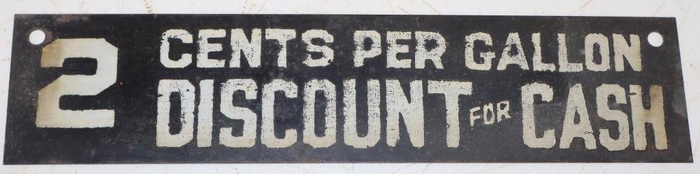 Doublesided 2 Cents Per Gallon Discount for Cash Hanging Metal Gas Station Sign (1 of 2)