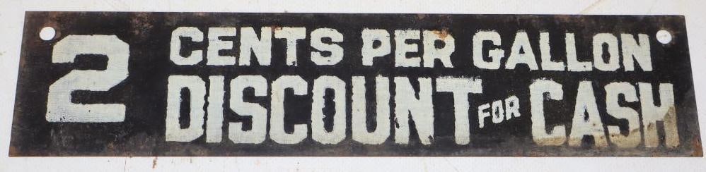 Doublesided 2 Cents Per Gallon Discount for Cash Hanging Metal Gas Station Sign (1 of 2)