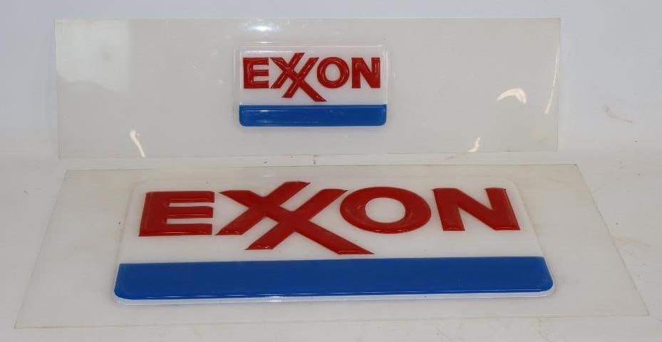 Group of 2 Exxon Embossed Sign Lenses: Largest is 24x11.5