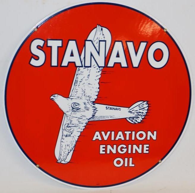 Porcelain Stanavo Engine Oil Reproduction Advertising Sign: 24x24