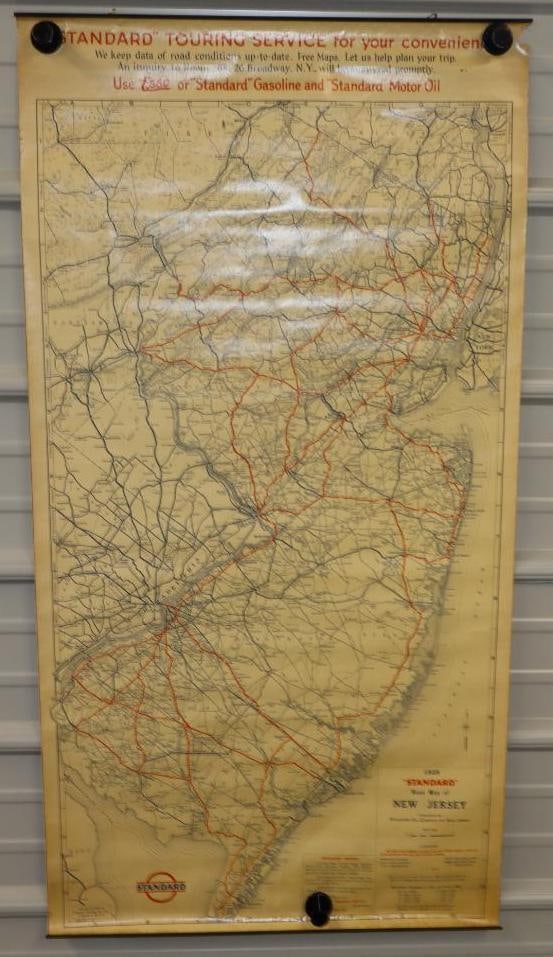1928 Standard Gasoline Service Station Road Map Sample Sign of New Jersey (1 of 5)