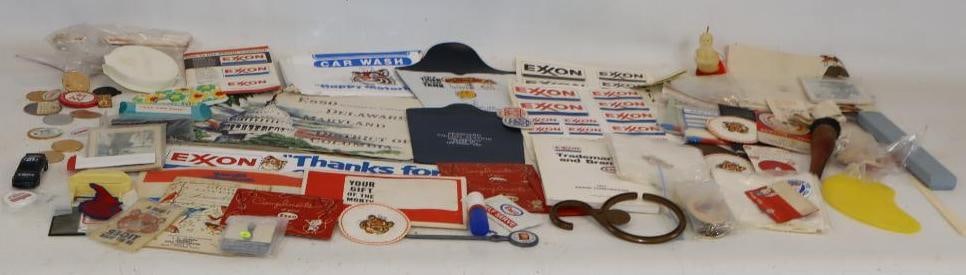 Large Group of Exxon Products & Gas Station Giveaways: Largest is 11.5" x 9"