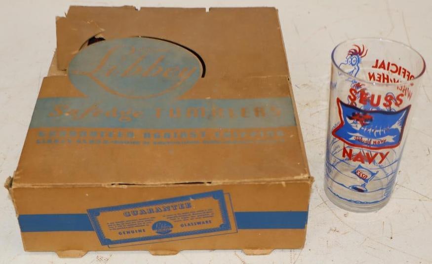 Esso Dr Suess Navy Drinking Glasses with Original Countertop Display (1 of 3)