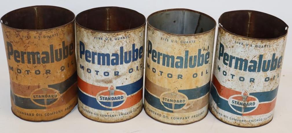 Group of 4 Standard Permalube 5 Quart Oil Cans (1 of 4)