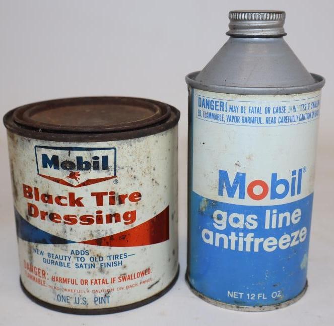 Group of 2 Mobil Black Tire Dressing and Gas Line Antifreeze Cans (1 of 5)