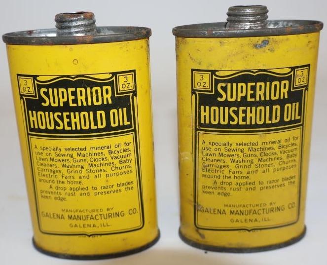 Group of 2 Galena Superior Household 3oz Oval Leadtop Cans (1 of 2)