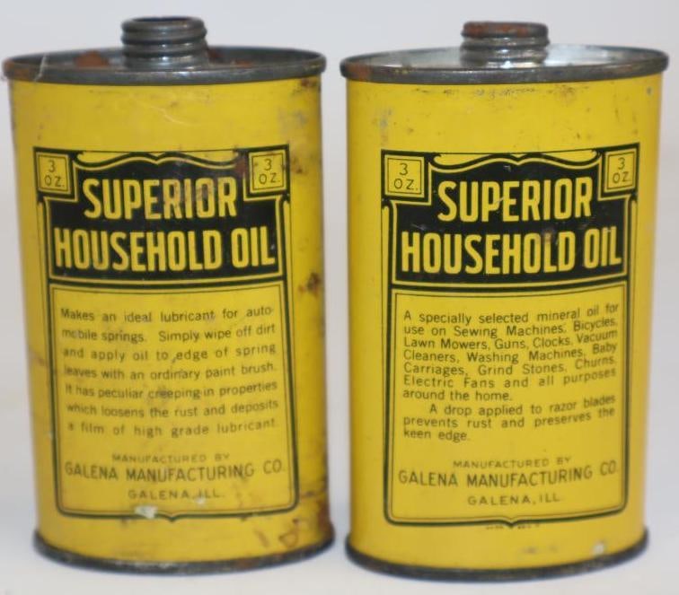 Group of 2 Galena Superior Household 3oz Oval Leadtop Cans (1 of 2)