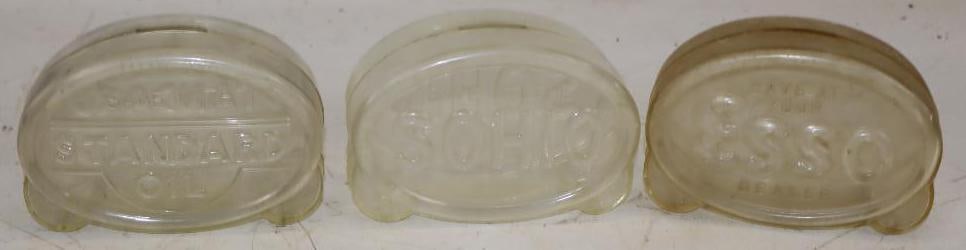 Group of 3 Esso, Standard, & Sohio Embossed Plastic Coin Banks: 5.5" x 2" x 3.25" each