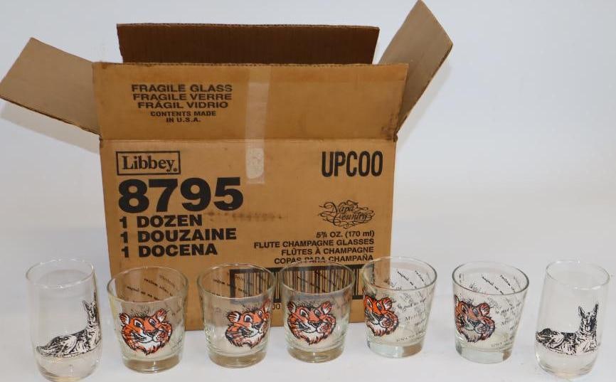Group of 19 Esso Heat Oil & Put a Tiger in Your Tank Glasses: Largest is 2.75" x 2.75" x 5.5"