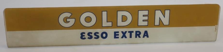 Golden Esso Extra Glass Gas Pump Advertising Panel (1 of 5)