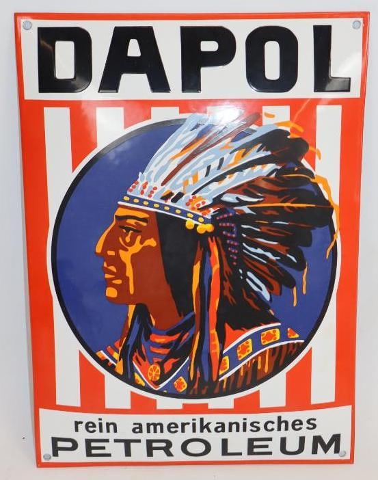 Dapol Petroleum Reproduction Curved Porcelain Graphic Gas Pump Plate: 9.5" x 13.5"