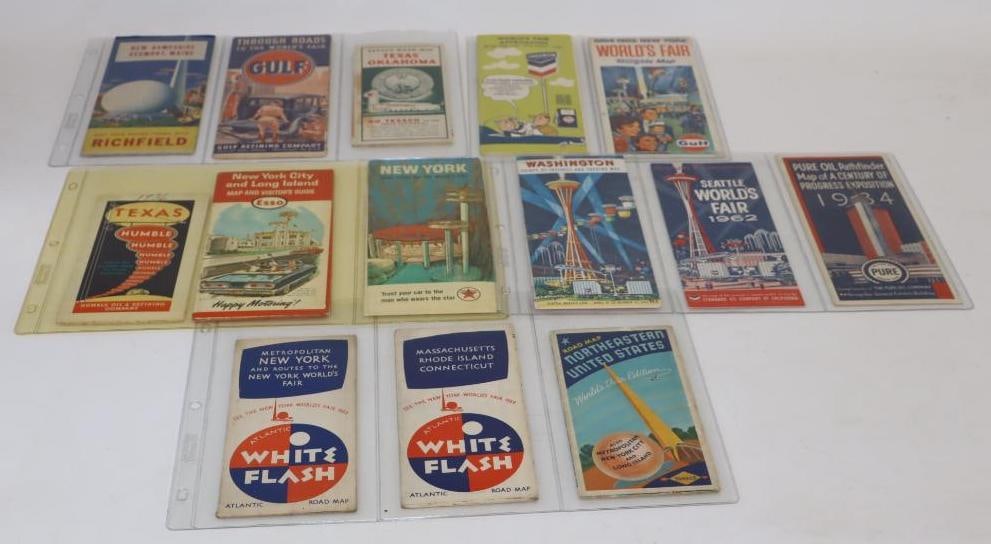 Group of 14 Different World's Fair Gas Station Road Maps (1 of 10)