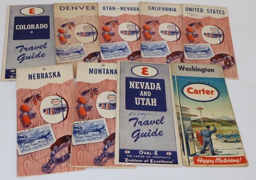 Group of 9 Carter Oil Co Gas Station Road Maps (1 of 6)