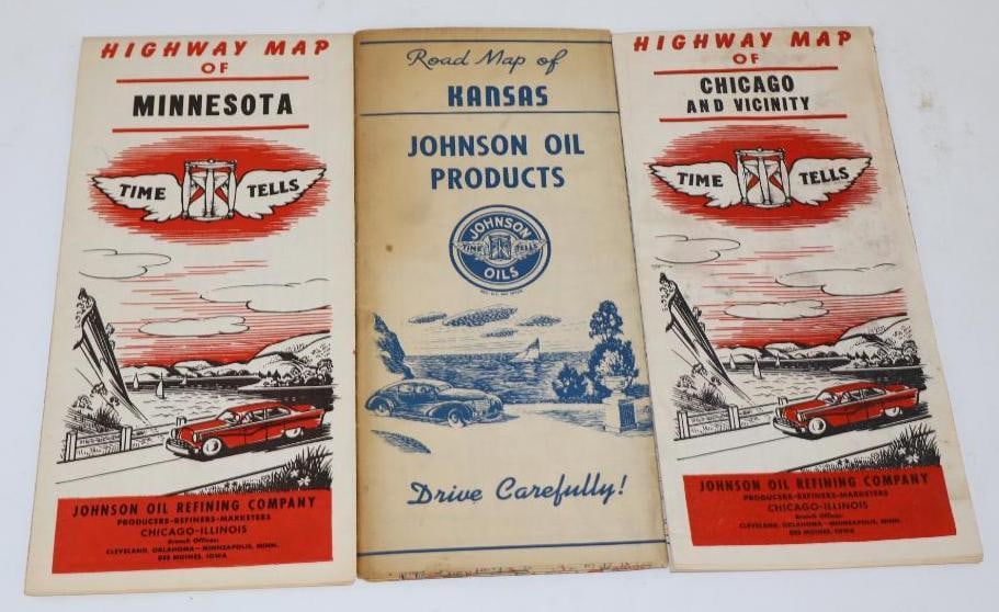 Group of 3 Johnson Oil and Refining Gas Station Road Maps (1 of 2)