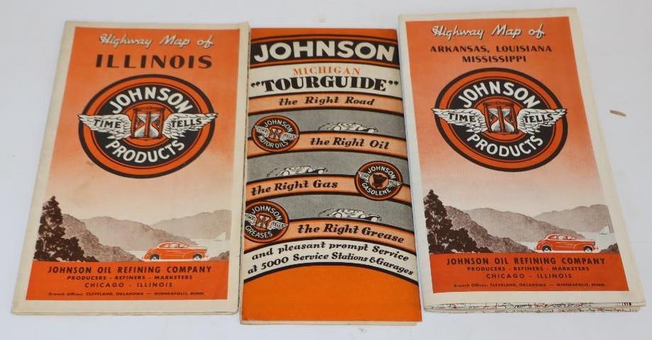 Group of 3 Johnson Time Tells Gas Station Road Maps (1 of 3)