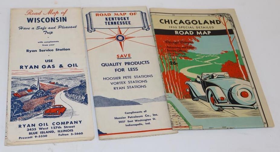 Group of 3 Ryan, Hosier Pete, and Chicagoland Gas Station Road Maps (1 of 4)
