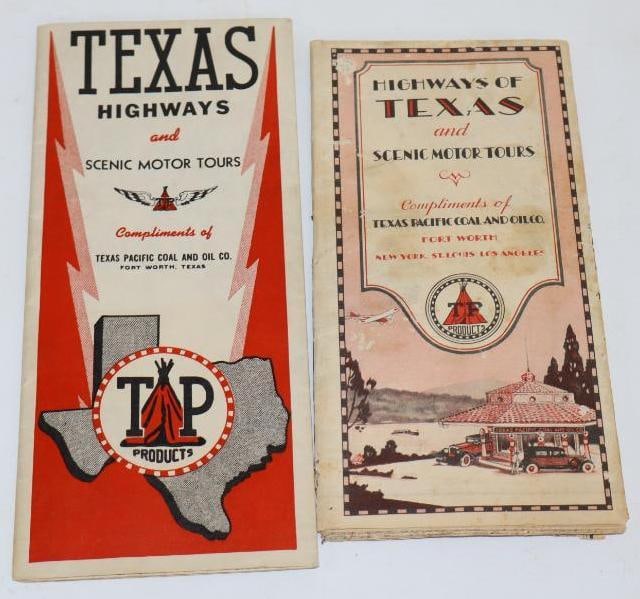 Group of 2 Texas Pacific Coal and Oil Gas Station Road Maps (1 of 2)