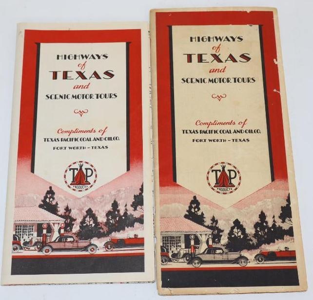 Group of 2 Texas Pacific Coal and Oil Gas Station Road Maps (1 of 2)
