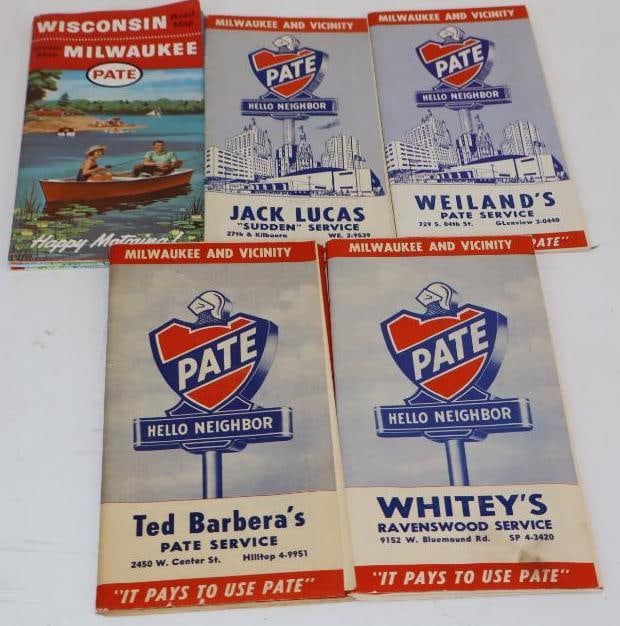 Group of 5 Pate Gas Station Road Maps: Largest is 8.5" x 4.25"