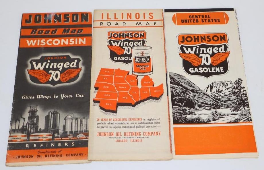 Group of 3 Johnson Winged 70 Gas Station Road Maps (1 of 2)