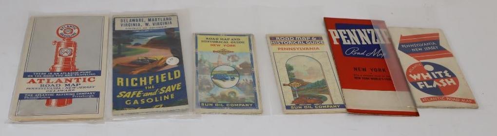 Group of 6 Atlantic, Richfield, Sunoco, and Pennzip Gas Station Road Maps (1 of 5)