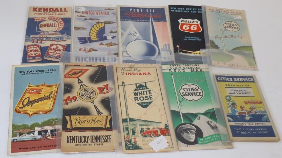 Group of 11 White Rose, Cities Service, Kendall, Richfield, DX, Pure Gas Station Road Maps: Largest is 9" x 4"