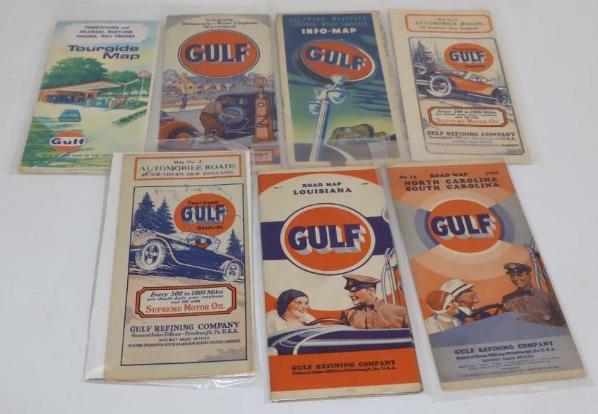 Group of 7 Gulf Oil Co Gas Station Road Maps (1 of 5)