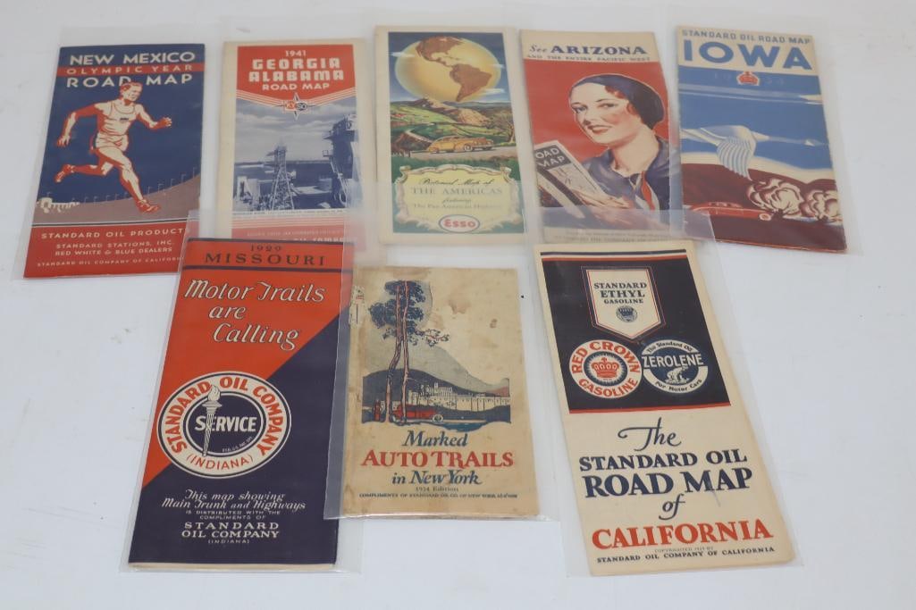 Group of 8 Standard Oil of CA, KY, IN and NY Gas Station Road Maps (1 of 5)