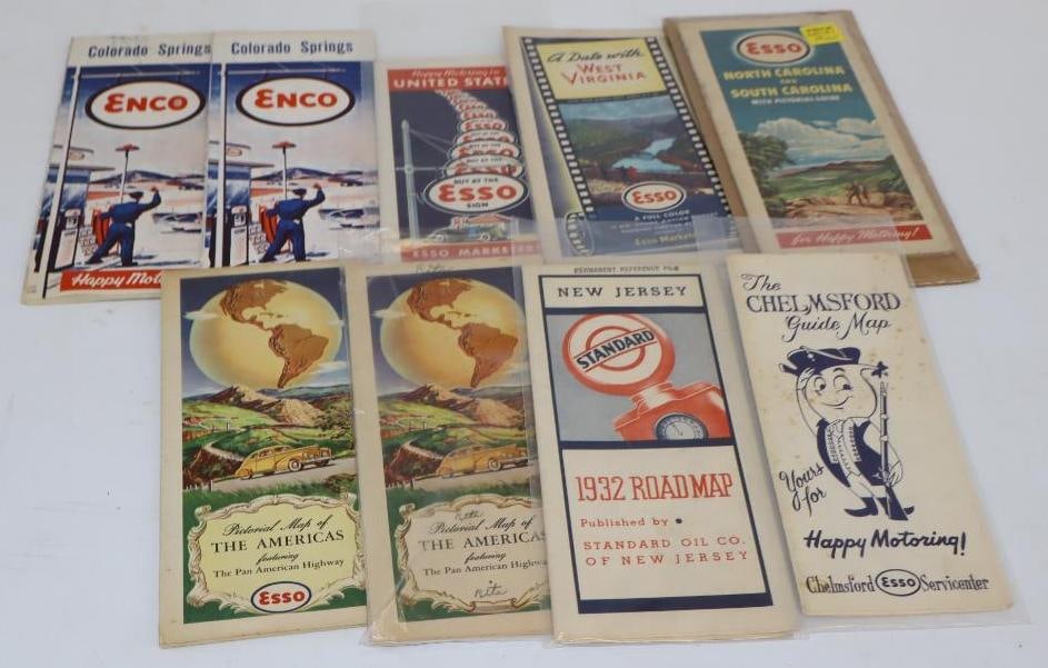 Group of 9 Enco, Esso, and Standard of NJ Gas Station Road Maps (1 of 6)