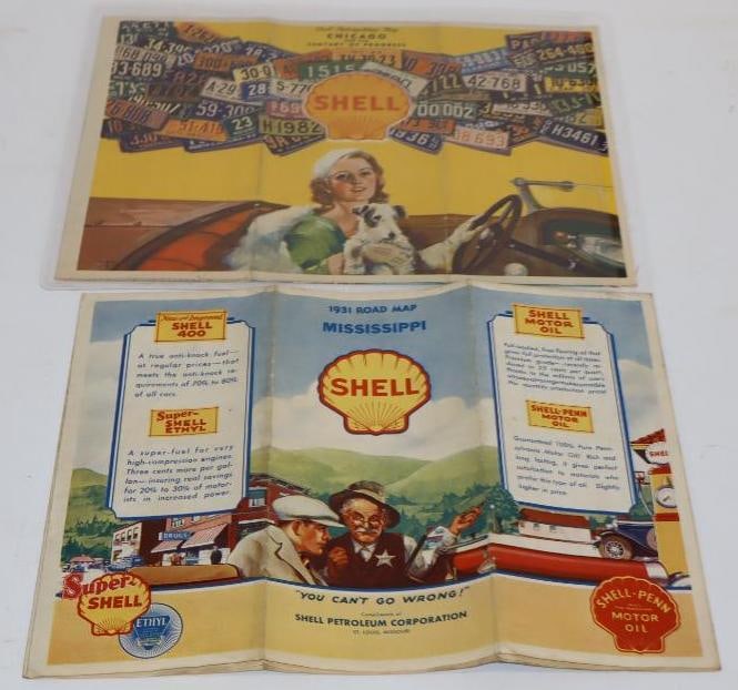 Group of 2 Shell 3-Panel Gas Station Road Maps (1 of 4)
