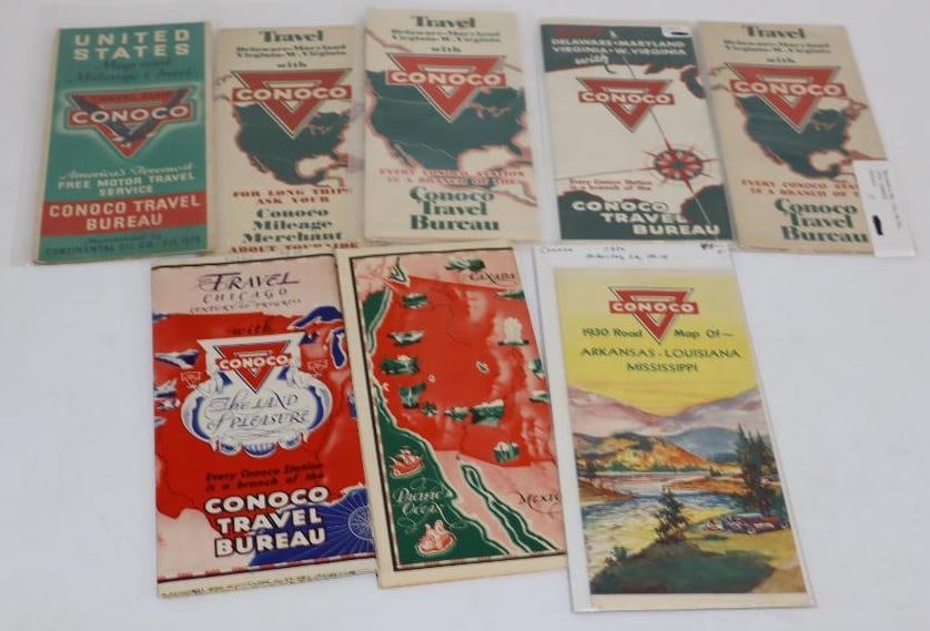 Group of 8 Conoco Gas Station Road Maps (1 of 5)